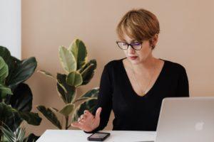 image shows woman using contract repository