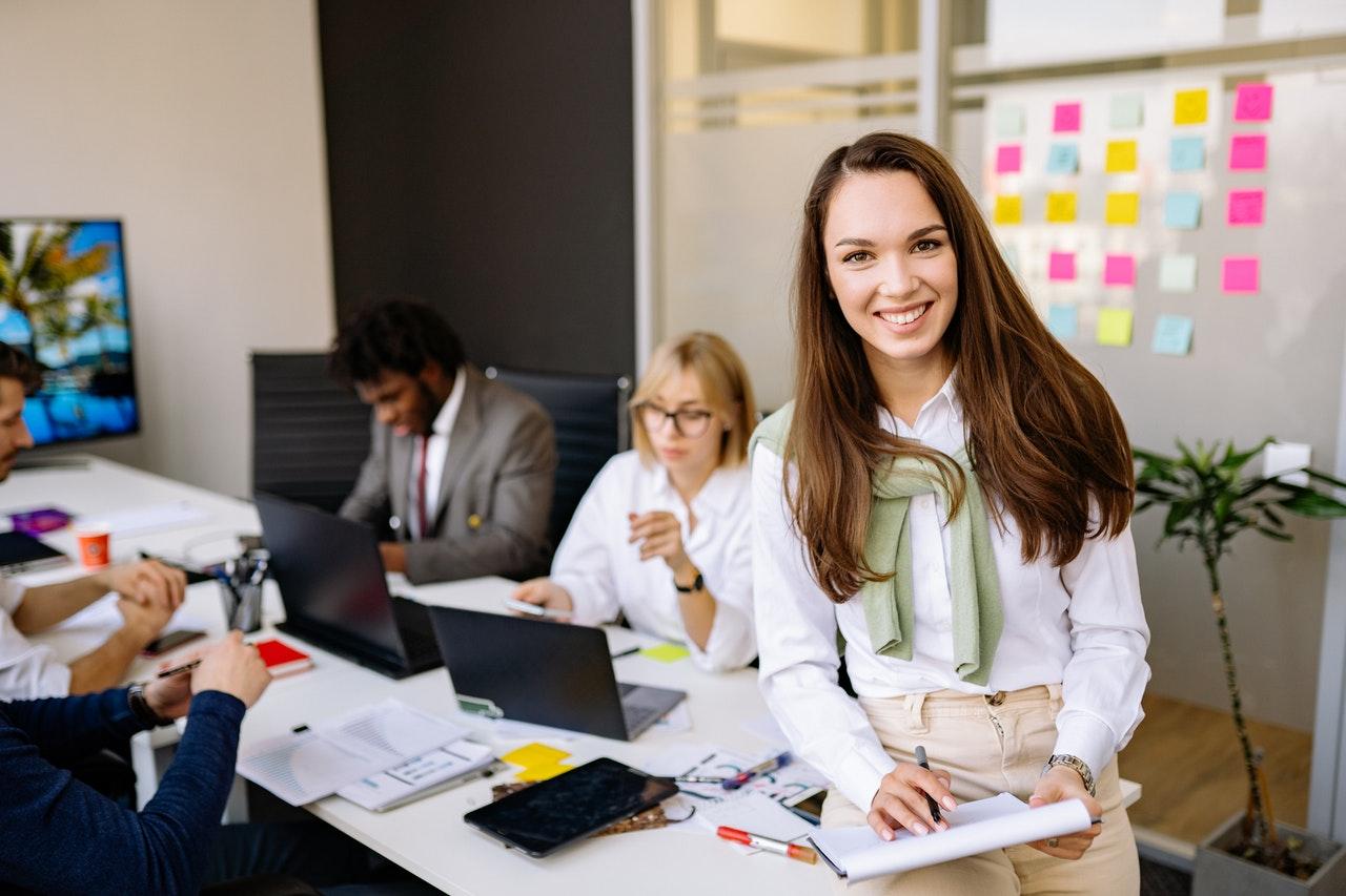 image shows woman happy with her contract management